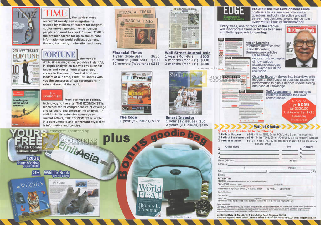 Comex 2010 price list image brochure of EmitAsia Magazine Time Fortune Economist Financial Times Wall Street The Edge Smart Investor B6552