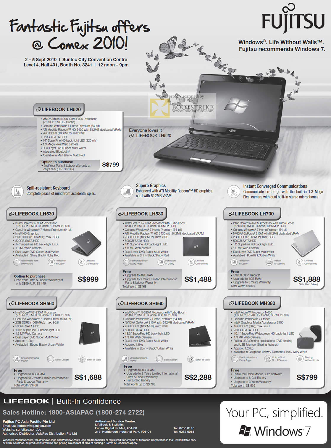 Comex 2010 price list image brochure of Fujitsu Notebooks Lifebook LH520 LH530 LH700 SH560 MH380