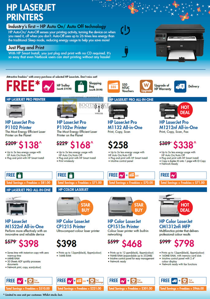 Comex 2010 price list image brochure of HP Laserjet Printers Pro P1102 P1102w M1132 All In One AIO M1212nf M1522nf CP1215 CP1515n CM1312nfi Colour
