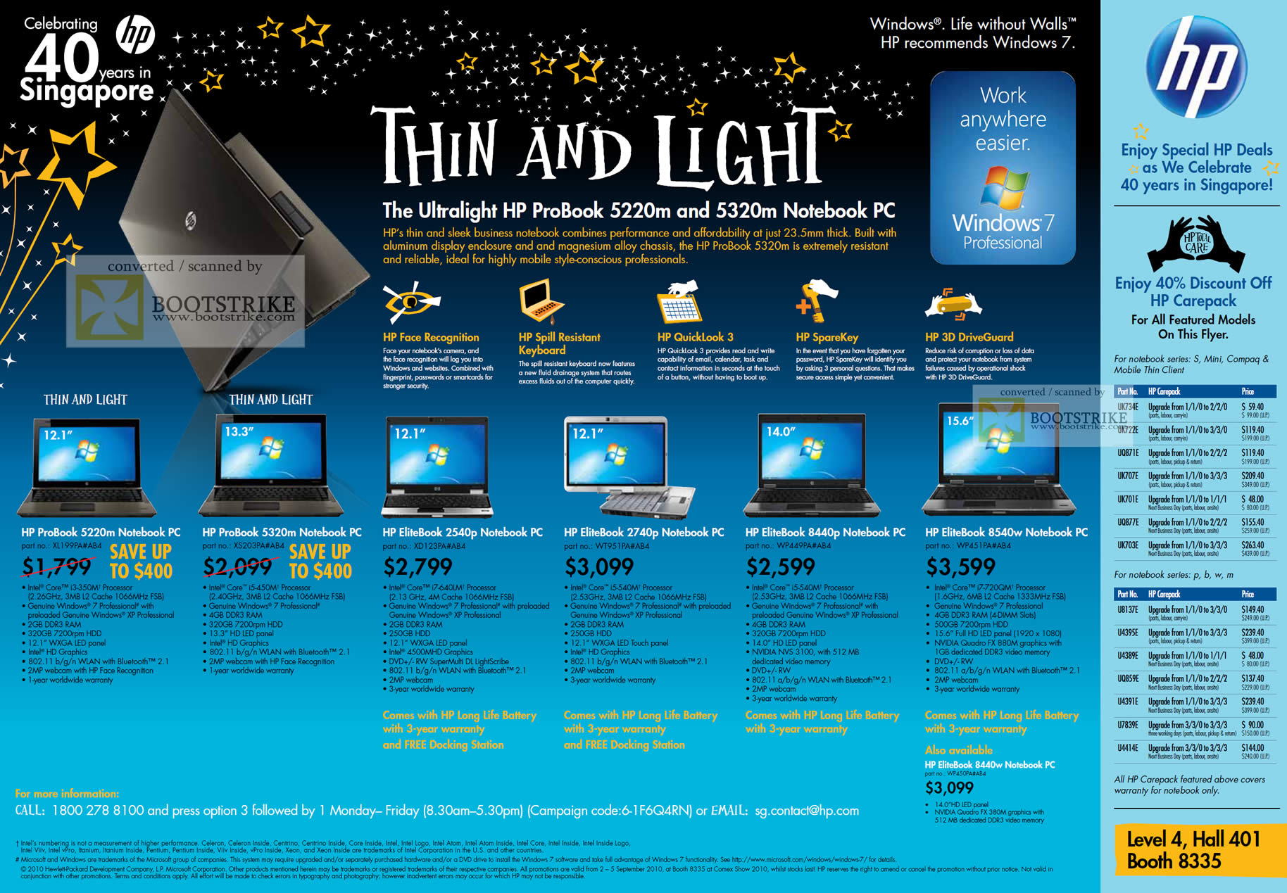 Comex 2010 price list image brochure of HP Notebooks ProBook 5220m 5320m 2540p EliteBook 2740p 8440p 8450w 8440w