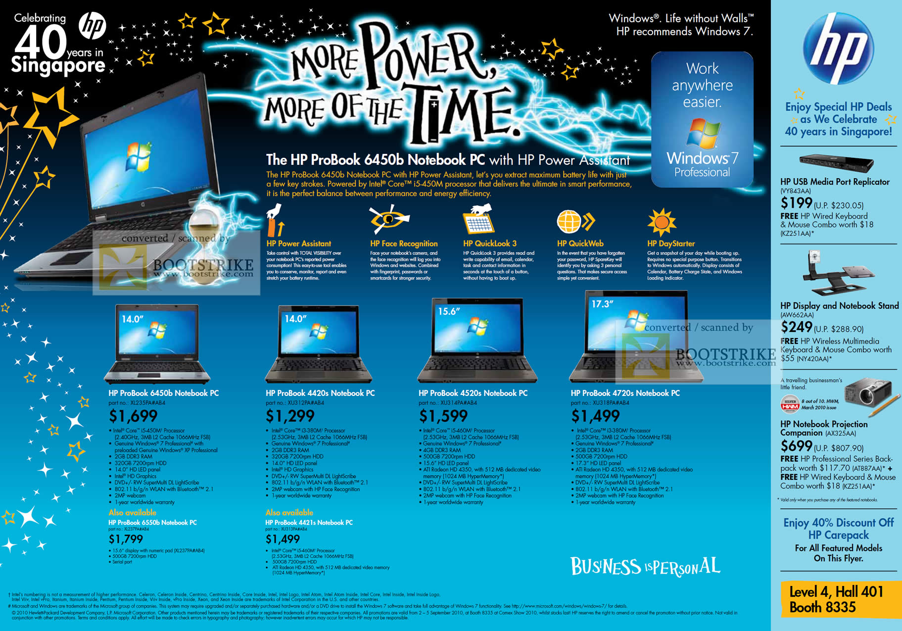 Comex 2010 price list image brochure of HP Notebooks ProBook 6450b 4420s 4520s 4720s