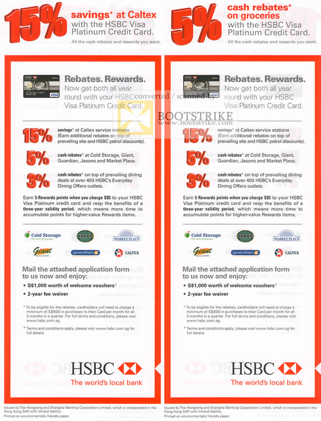 Comex 2010 price list image brochure of HSBC Caltex Groceries Rebates Cash Rewards