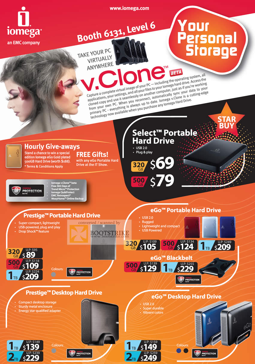 Comex 2010 price list image brochure of Iomega V Clone External Storage Select Portable Prestige EGo Desktop Hard Drive