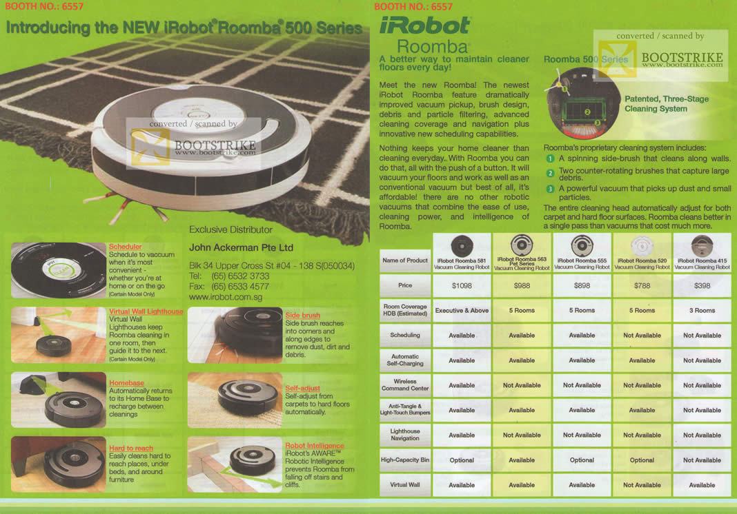 Comex 2010 price list image brochure of John Ackerman IRobot Roomba 500 Series Cleaner Scheduler Virtual Wall Side Brush