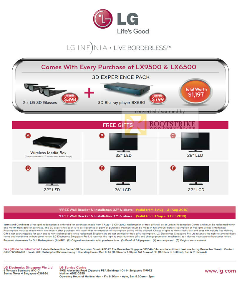 Comex 2010 price list image brochure of LG Infinia Live Borderless Free Gifts