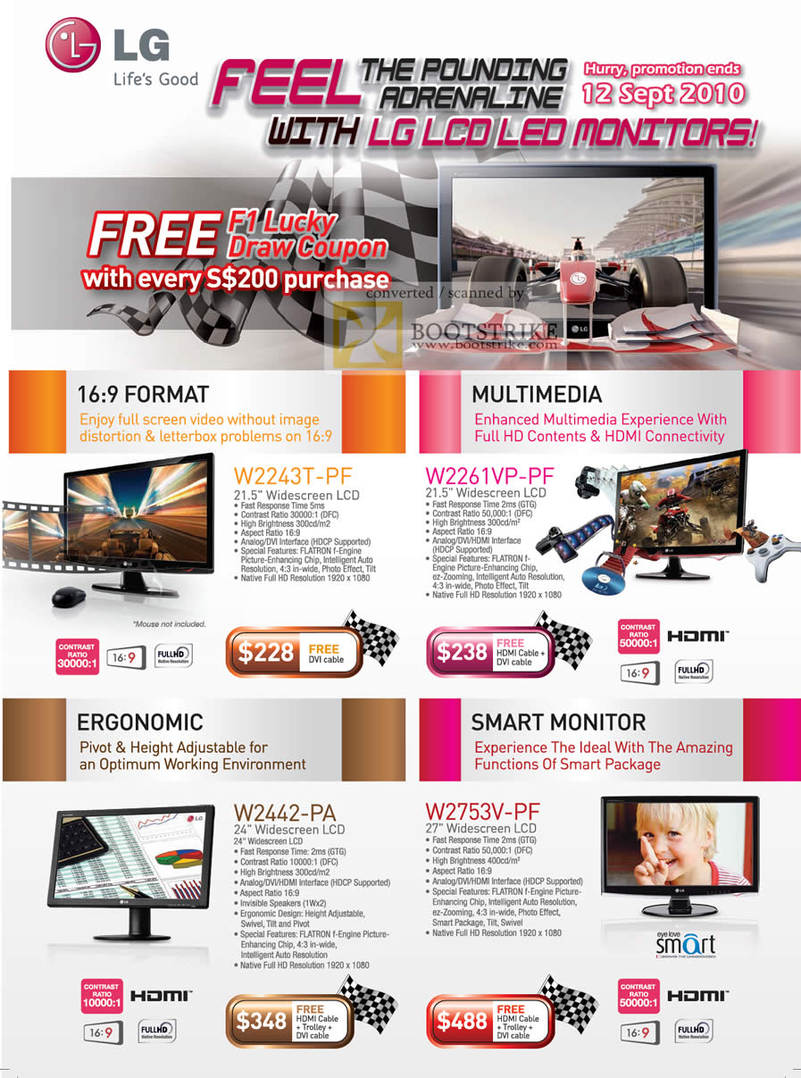 Comex 2010 price list image brochure of LG LCD Monitors W2243T PF W2261VP W2442 PA W2753V