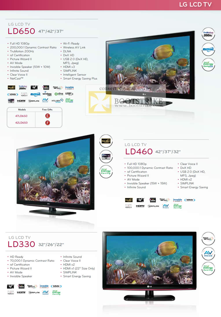 Comex 2010 price list image brochure of LG LCD TV LD650 LD460 LD330
