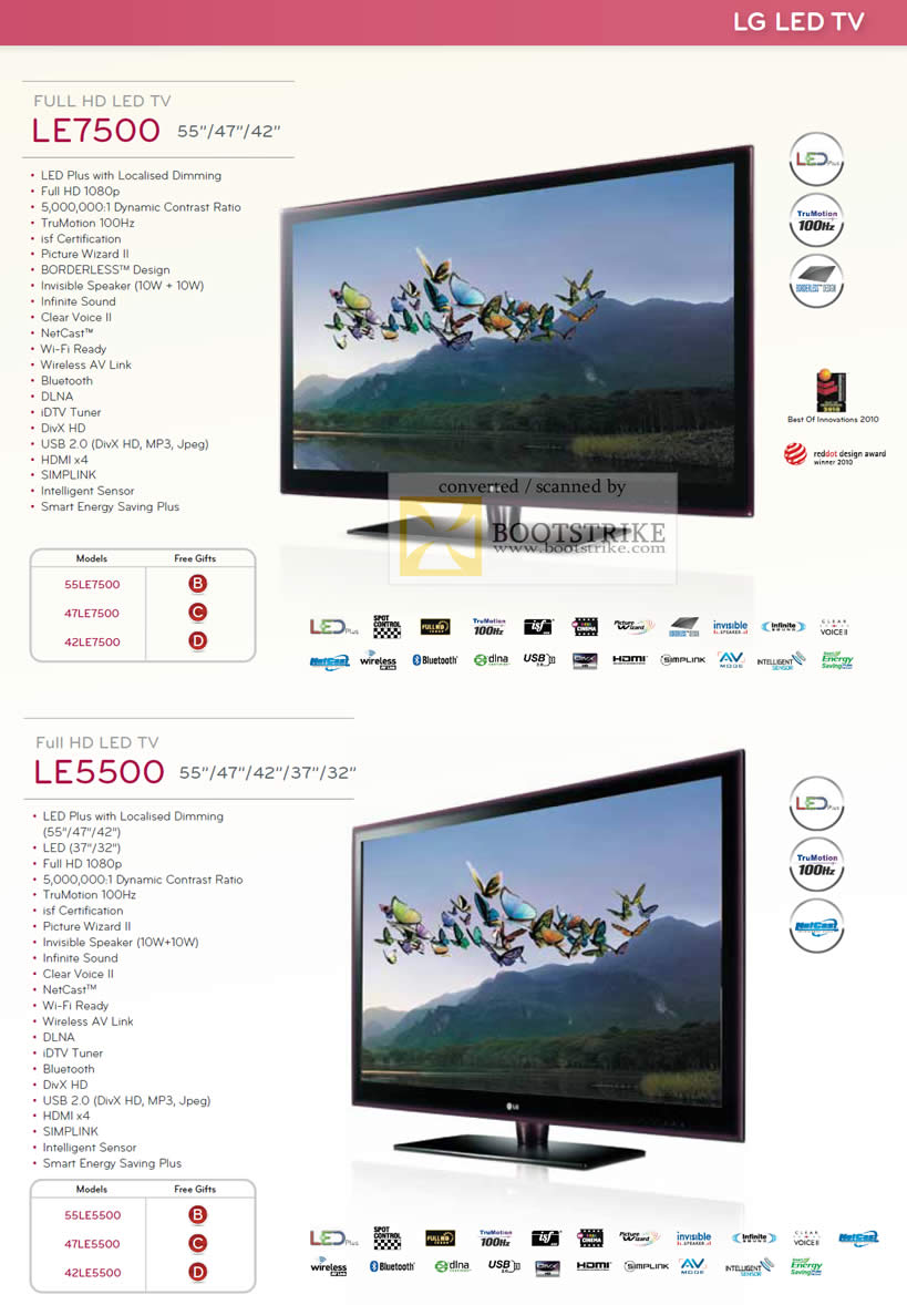 Comex 2010 price list image brochure of LG LED TV Full HD LE7500 LE5500