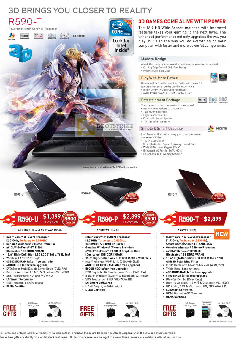 Comex 2010 price list image brochure of LG Notebooks Gaming R590 U P T