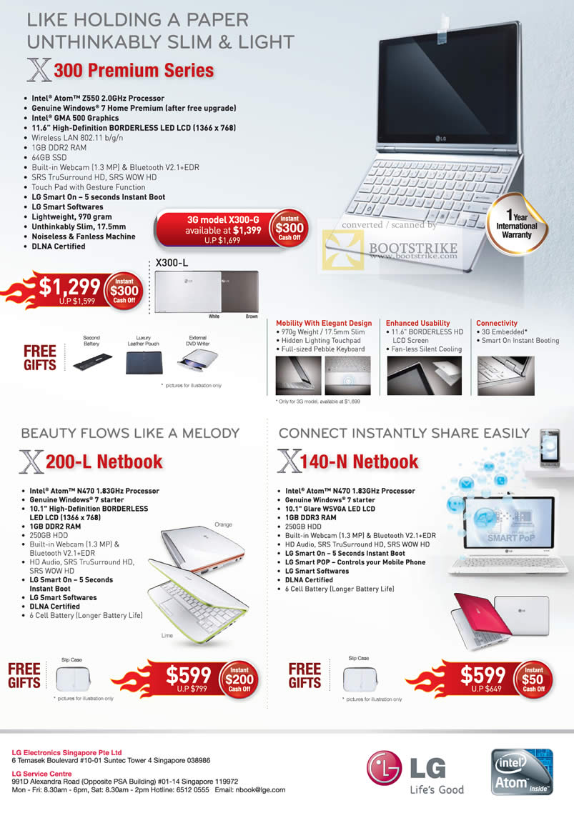 Comex 2010 price list image brochure of LG Notebooks X300 Premium X200 L Netbooks X140 N