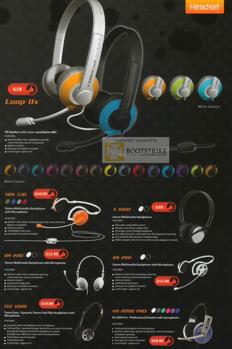 Comex 2010 price list image brochure of Leap Frog Sonic Gear Headset Loop IIx XBS 330 Microphone X 1000 BS 200 280 TGC 1000 2000 Pro