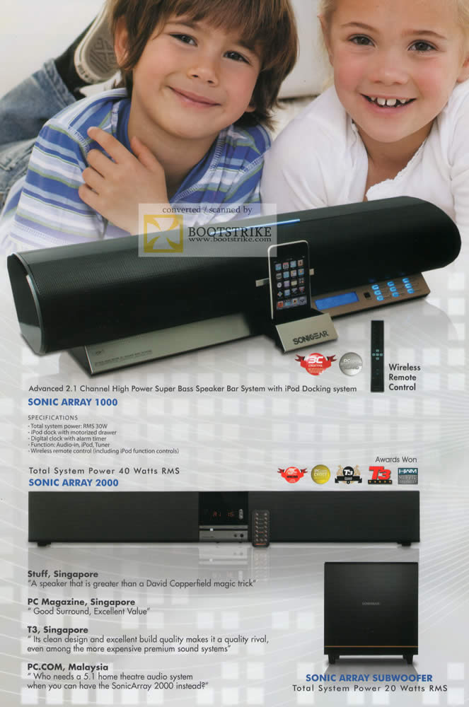 Comex 2010 price list image brochure of Leap Frog Sonic Gear Speakers Sonic Array 1000 2000