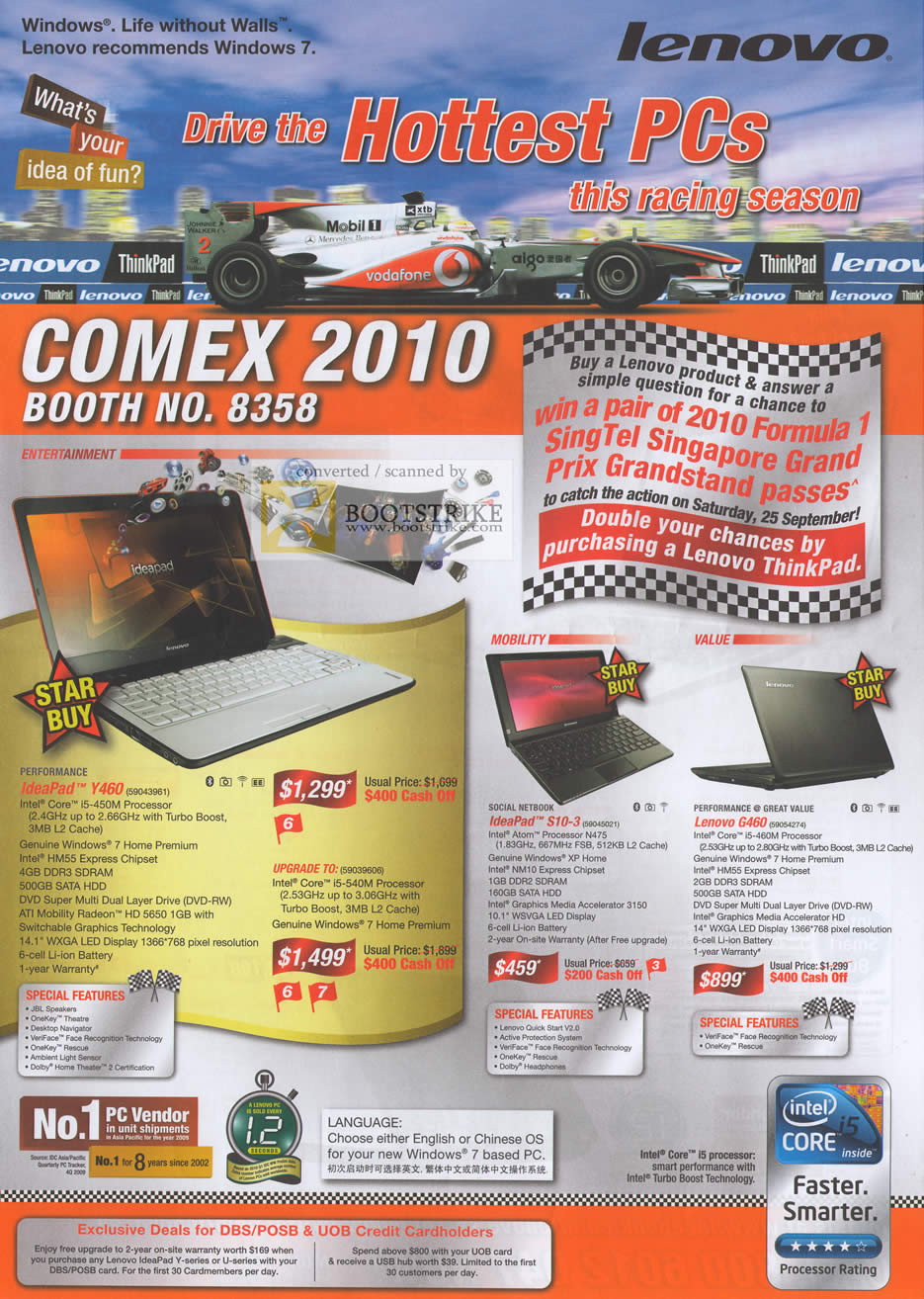 Comex 2010 price list image brochure of Lenovo Notebooks IdeaPad Y460 S10 3 G460