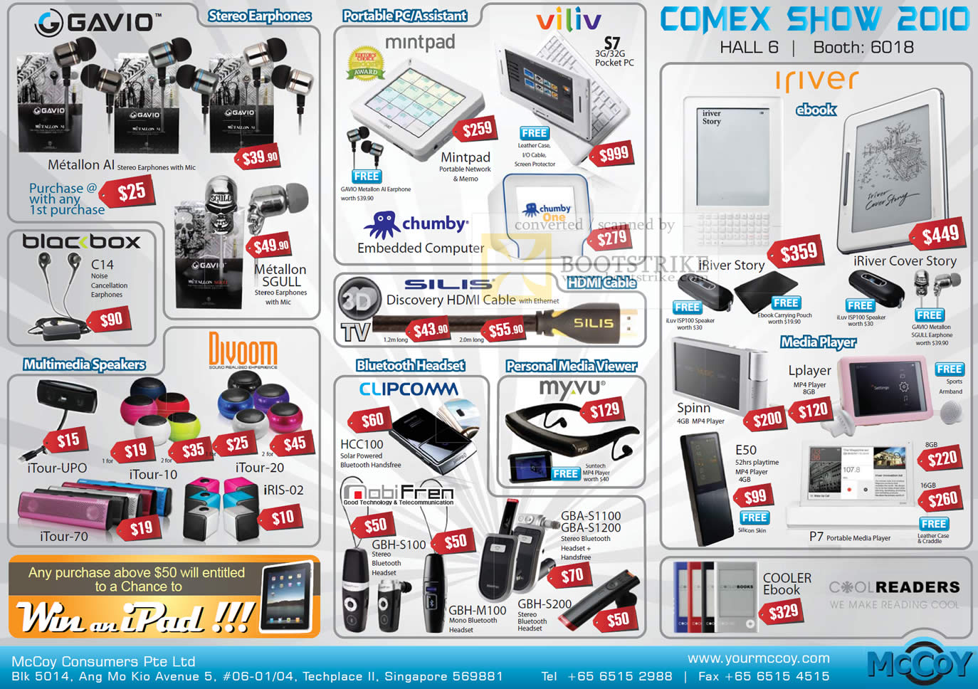 Comex 2010 price list image brochure of Mccoy Gavio Earphones Portable PC Viliv IRiver EBook Media Player Headset Viewer Speakers Blac Box Myvu Clipcomm