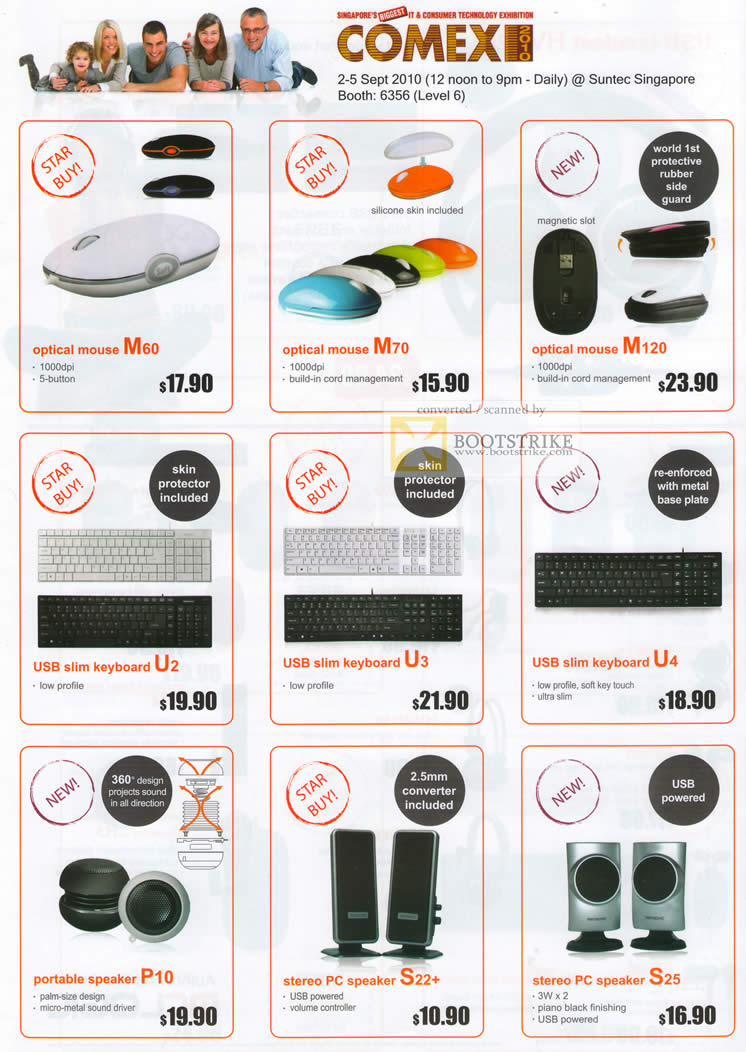 Comex 2010 price list image brochure of Mclogic Sensonic Optical Mouse M60 M70 M120 Keyboard U2 U3 U4 Portable Speakrs P10 S22 S25