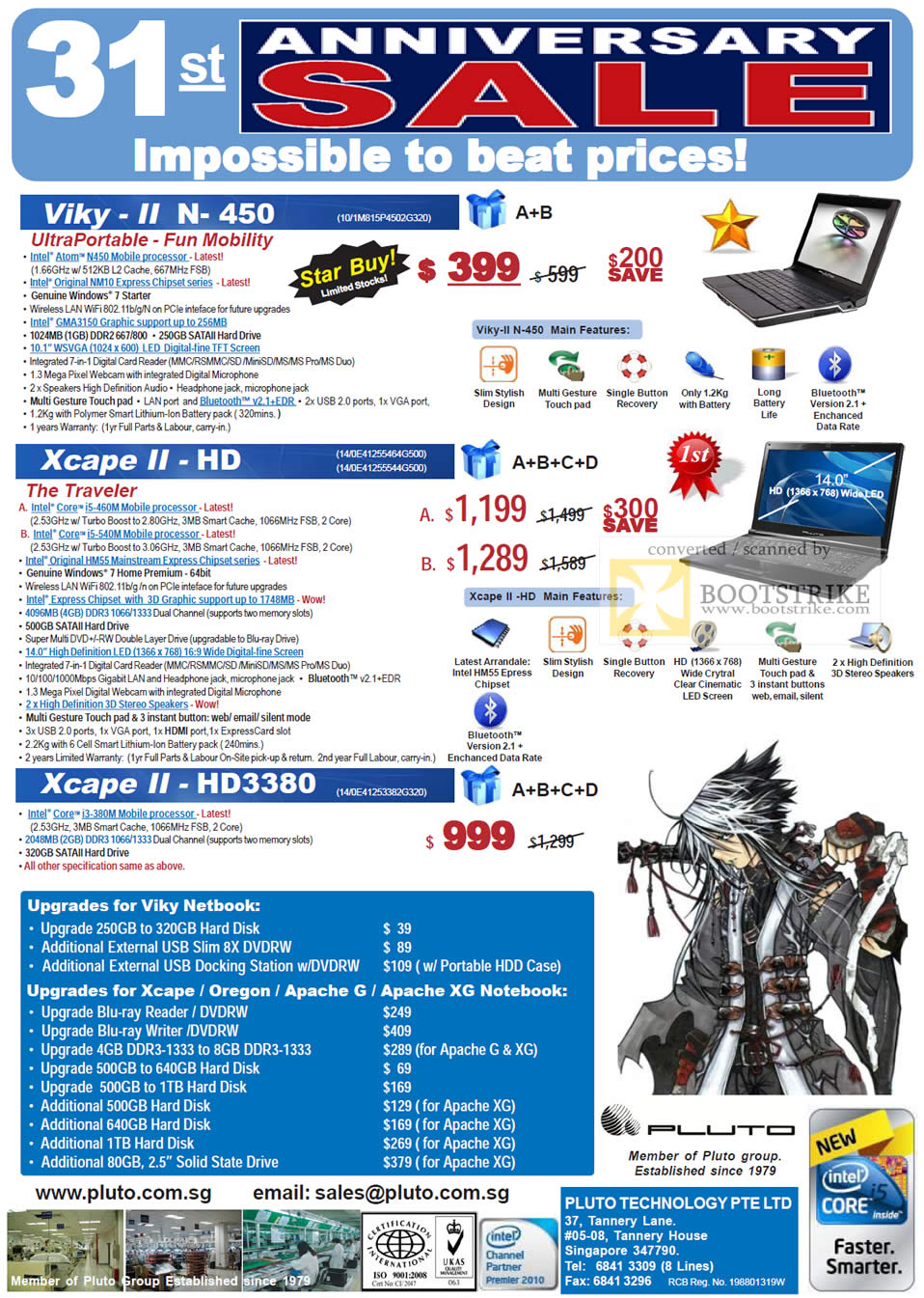 Comex 2010 price list image brochure of Pluto Notebooks Viky II N450 Xcape II HD HD3380