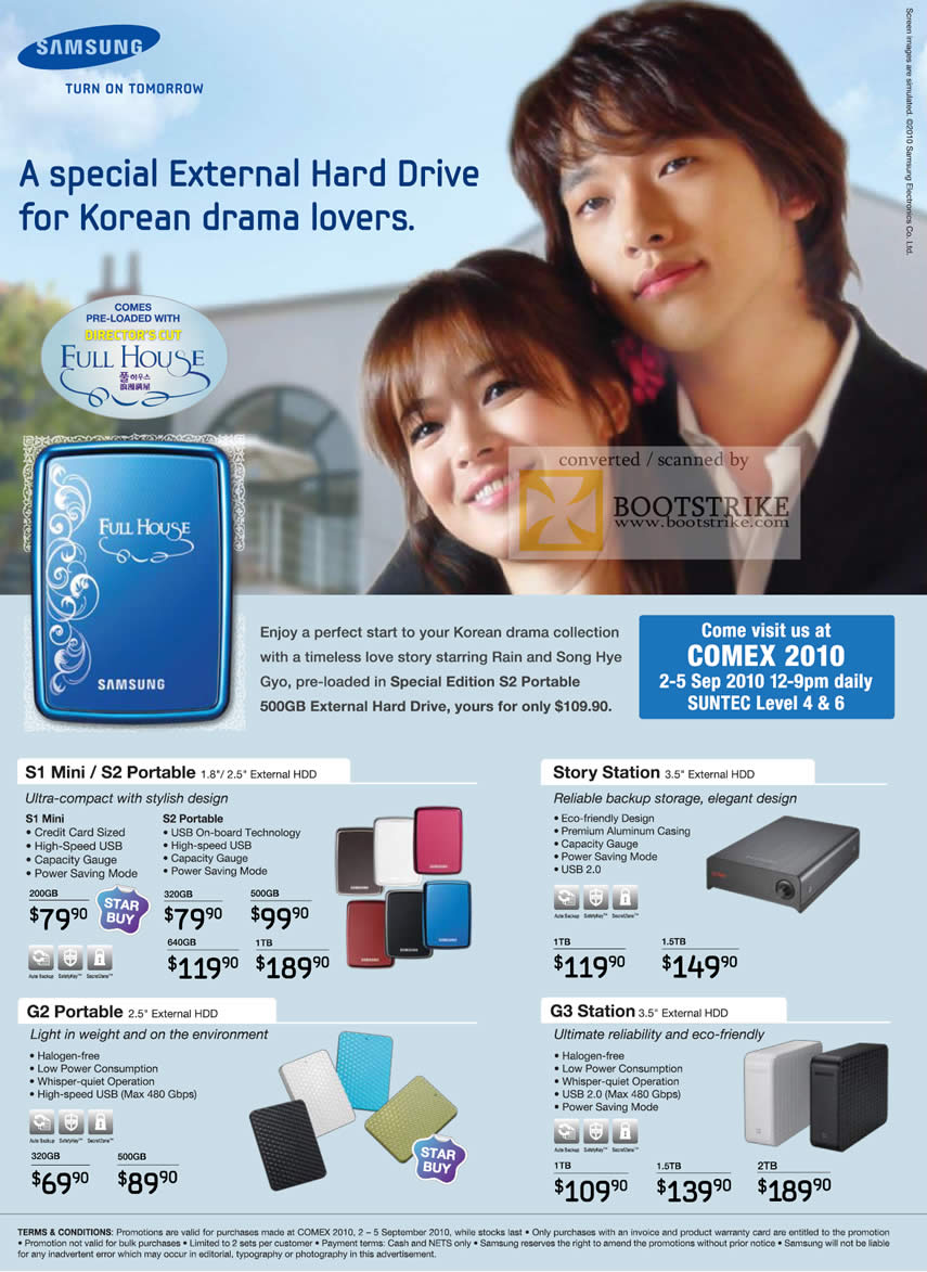 Comex 2010 price list image brochure of Samsung External Storage S1 Mini S2 Portable Story Station G3 Station G2 Portable