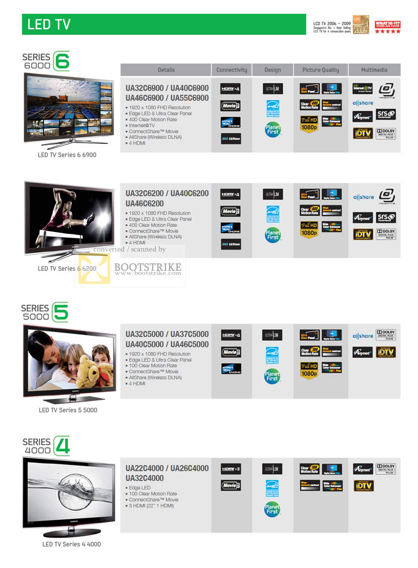 Comex 2010 price list image brochure of Samsung LED TV Series 6 6000 5000 4000