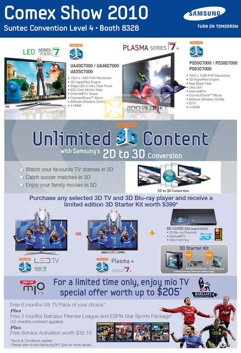 Comex 2010 price list image brochure of Samsung TV LED Series 7000 Plasma 3D