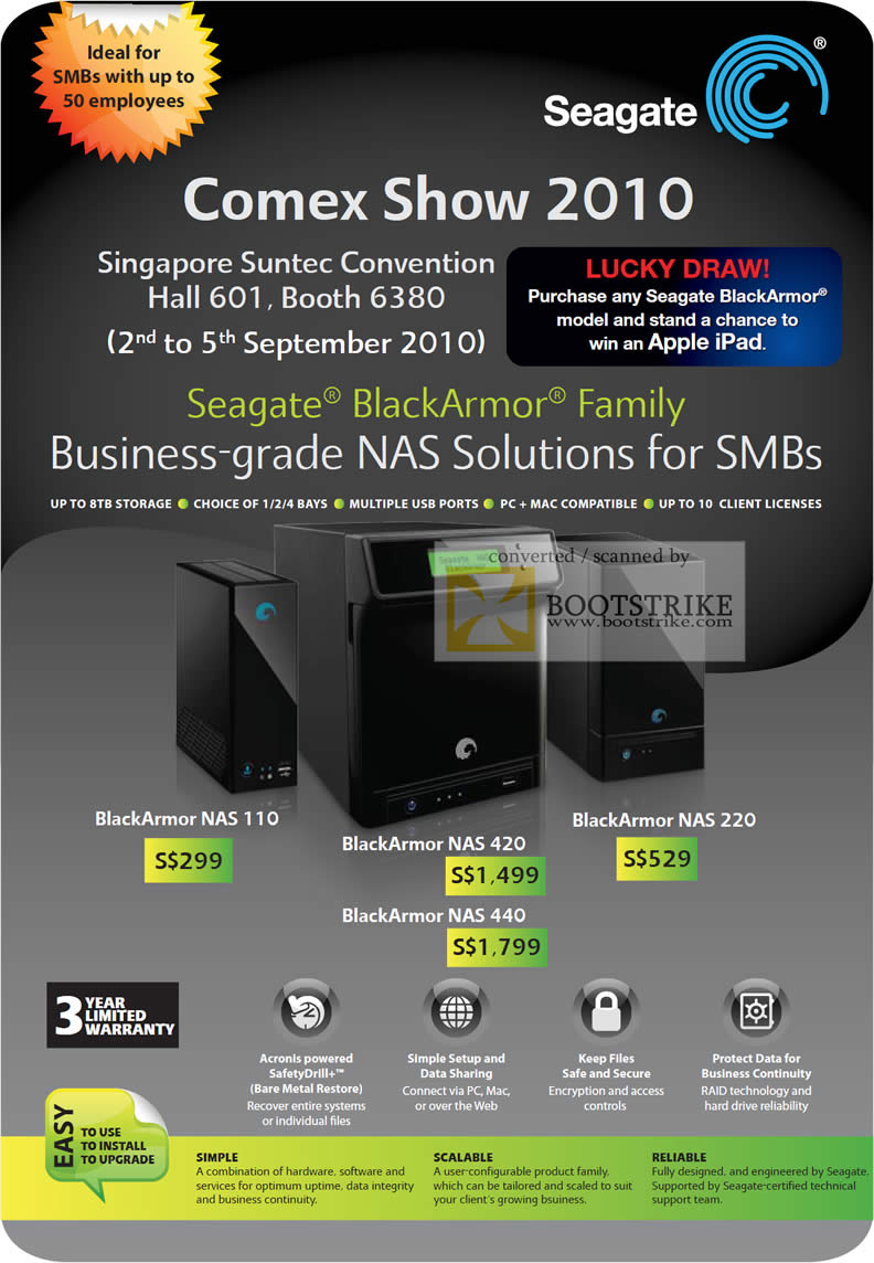Comex 2010 price list image brochure of Seagate BlackArmor External Storage NAS 110 420 440 220
