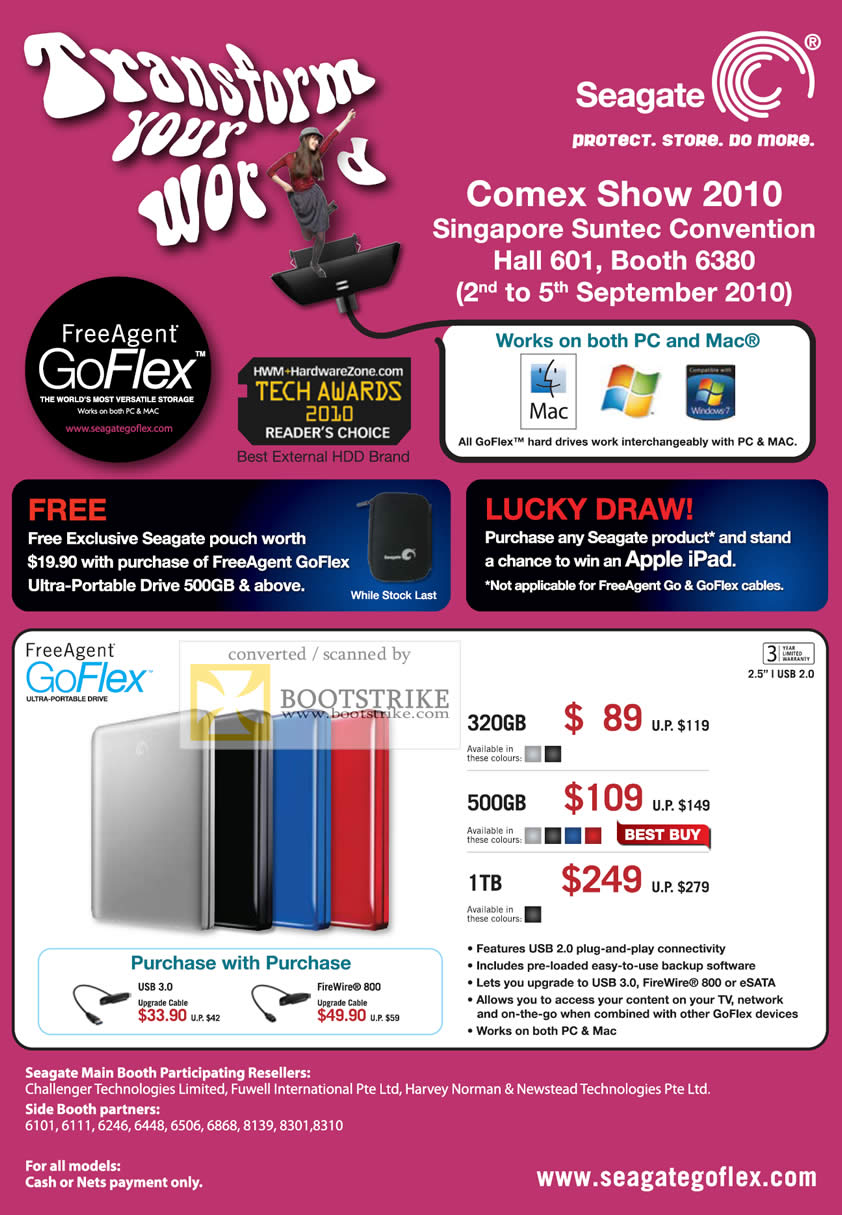 Comex 2010 price list image brochure of Seagate External Storage FreeAgent GoFlex Drive