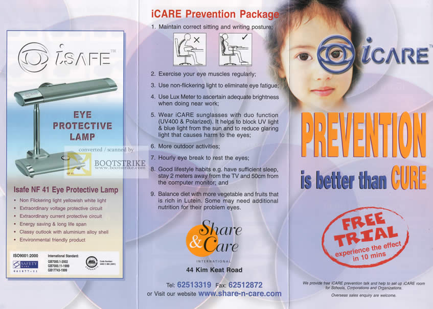 Comex 2010 price list image brochure of Share Care ISafe Eye Protective Lamp NF 41 ICare