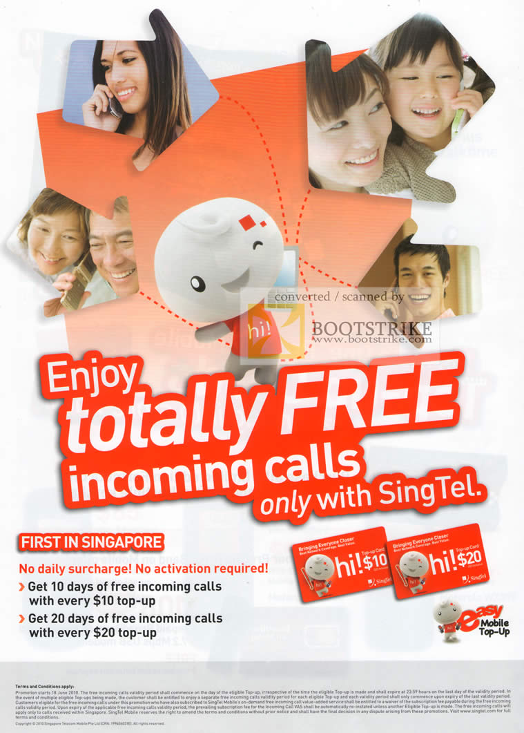 Comex 2010 price list image brochure of Singtel Prepaid Hi Free Incoming Calls