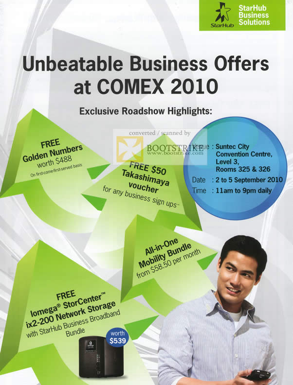 Comex 2010 price list image brochure of Starhub Business Offers Golden Numbers Voucher Iomega StorCenter All In One Mobility Bundle