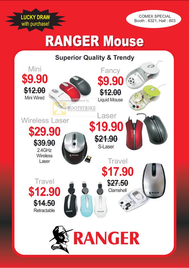 Comex 2010 price list image brochure of System Tech Ranger Mouse Mini Fancy Wireless Laser Travel Retractable