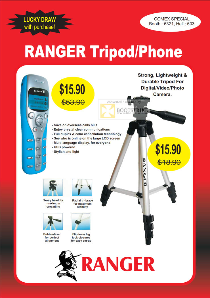 Comex 2010 price list image brochure of System Tech Ranger Tripod Phone