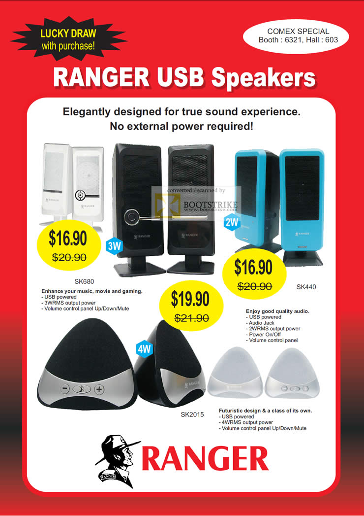 Comex 2010 price list image brochure of System Tech Ranger USB Speakers SK680 SK440 SK2015