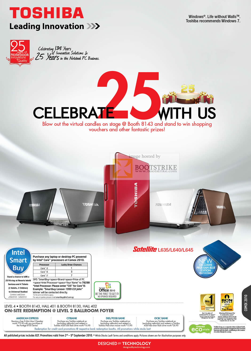 Comex 2010 price list image brochure of Toshiba 25 Years Celebration Satellite L635 L640 L645