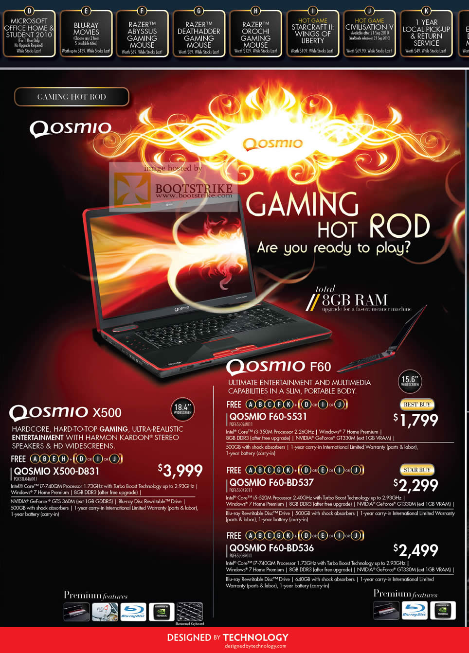 Comex 2010 price list image brochure of Toshiba Gaming Notebooks Qosmio X500 D831 F60 S531 BD537 BD536