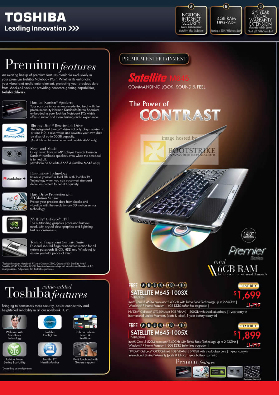 Comex 2010 price list image brochure of Toshiba Notebook Satellite M645 1003X 1005X