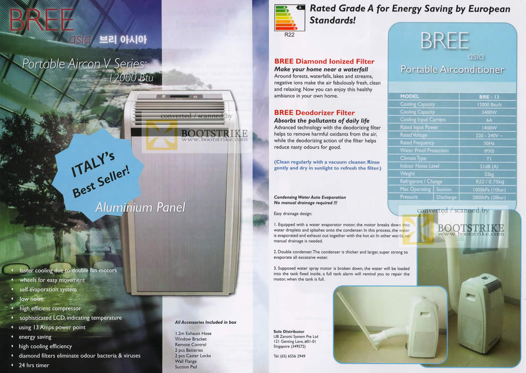 Comex 2010 price list image brochure of Wo Kee Hong Portable Airconditioner V Series 12000 BTU Bree Diamond Ionized Filter Deodorizer Filter