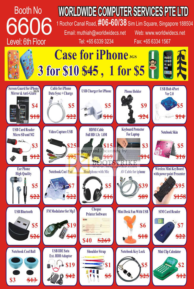 Comex 2010 price list image brochure of Worldwide Computer Accessories USB Video Capture Skin Screen Guard Cool Pad Keyboard Cool Ball Bluetooth