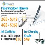 Livescribe Pulse Smartpen Titanium Ink Cartridge Pro Charging Cradle