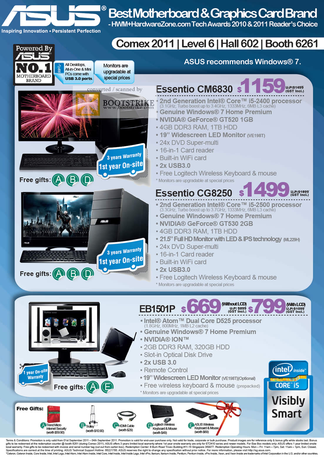 COMEX 2011 price list image brochure of ASUS Desktop PC Essentio CM6830 CG8250 EB1501P