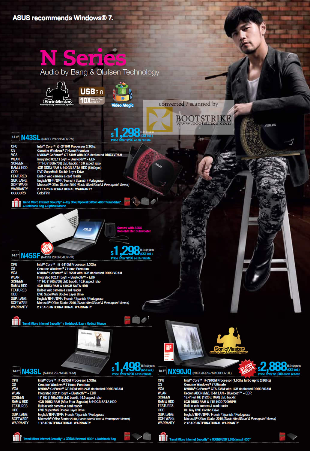 COMEX 2011 price list image brochure of ASUS Notebooks N Series Bang Olufsen Audio N43SL N45SF N43SL NX90JQ