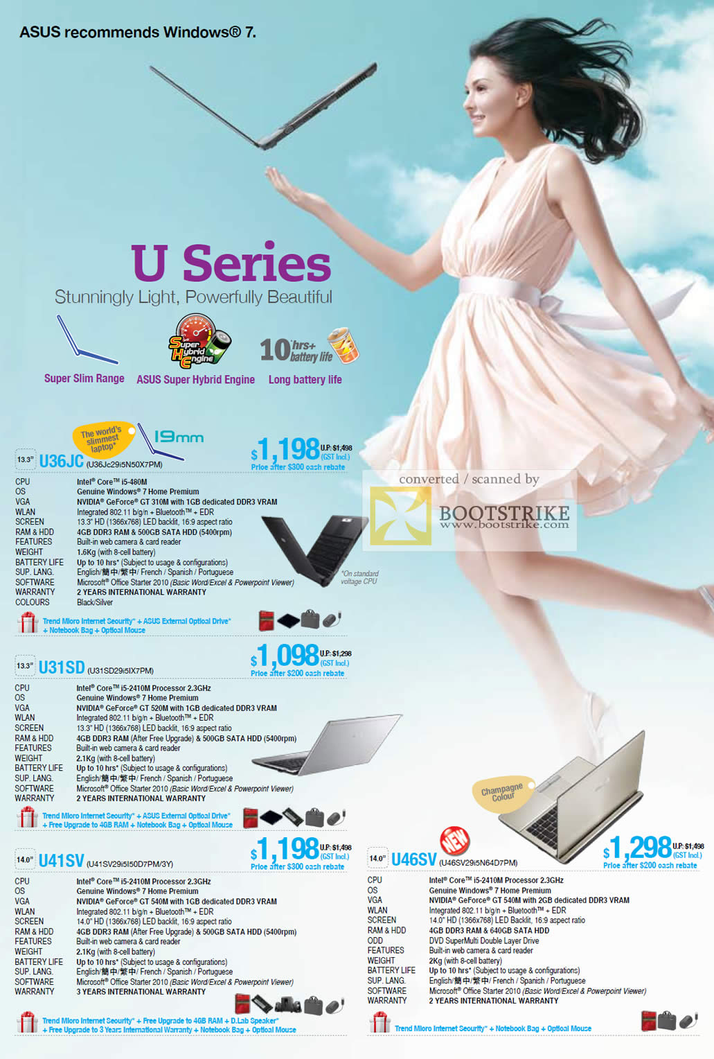 COMEX 2011 price list image brochure of ASUS Notebooks U Series U36JC U31SD U41SV U46SV