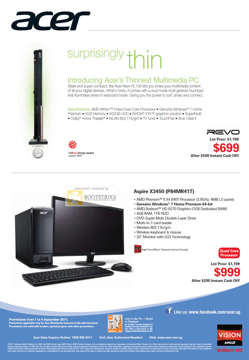 COMEX 2011 price list image brochure of Acer Desktop PC Revo RL100 Aspire X3450 P84MR41T