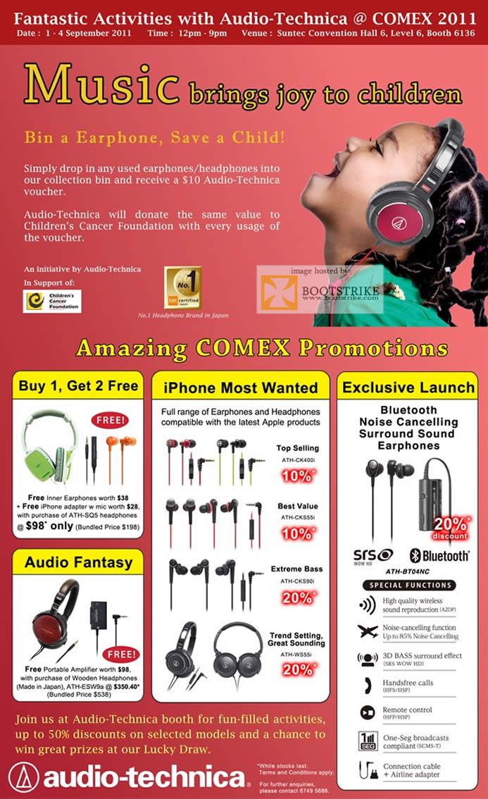 COMEX 2011 price list image brochure of Audio Technica Earphones ATH CK400i CKS55i CKS90i WS55i BT04NC