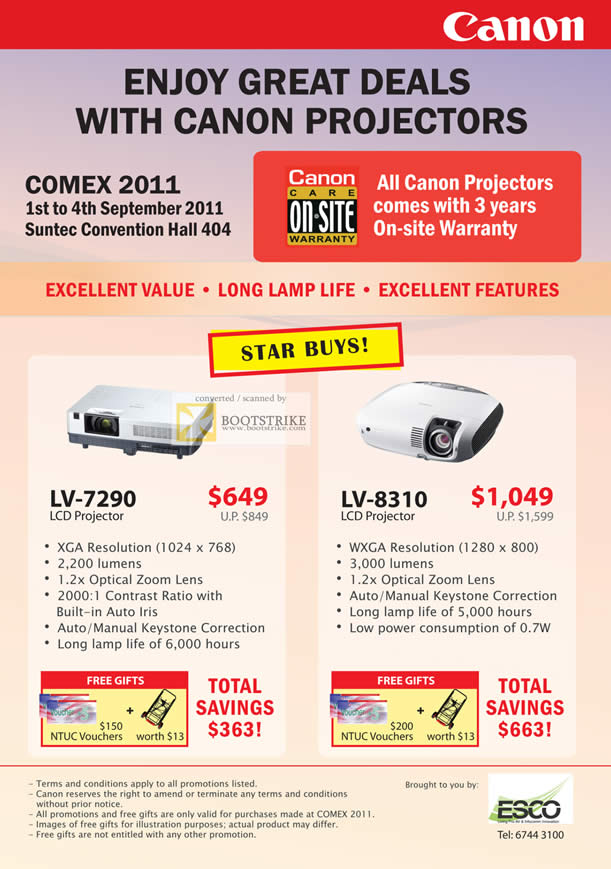 COMEX 2011 price list image brochure of Canon Projectors LV-7290 LV-8310
