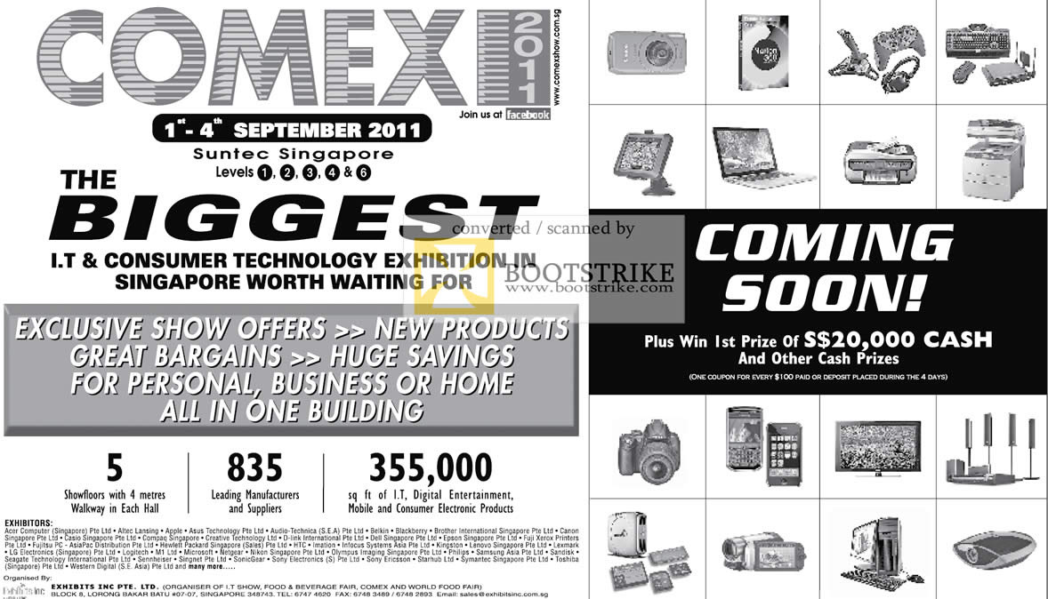 COMEX 2011 price list image brochure of Comex 2011 Major Exhibitors Lucky Draw Venue Time