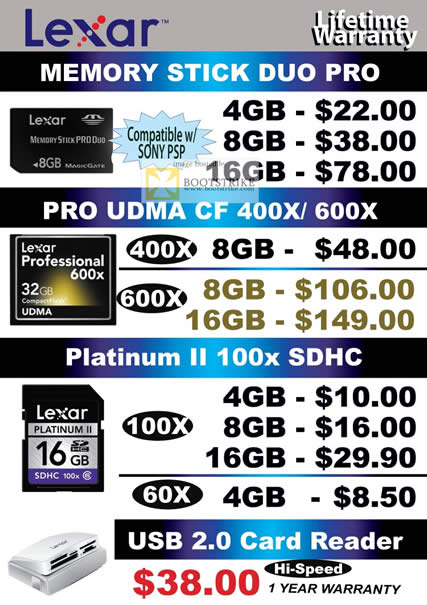 COMEX 2011 price list image brochure of Convergent Lexar Memory Stick Duo Pro UDMA CF Platinum II USB Card Reader