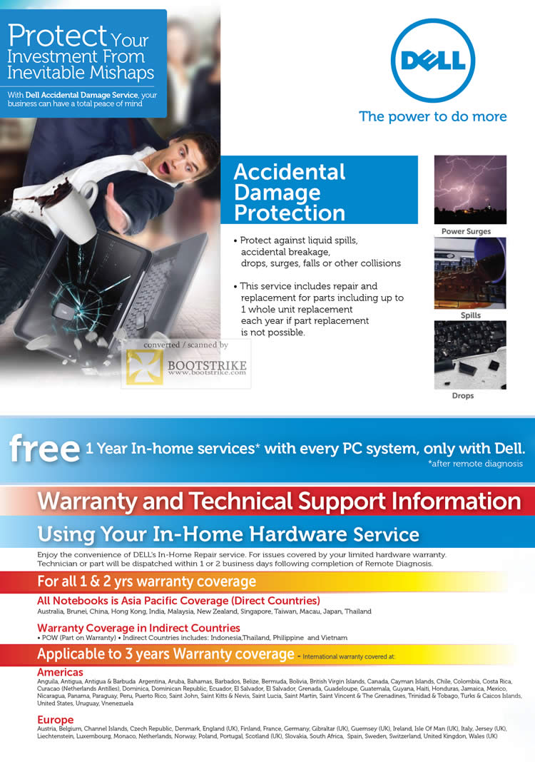 COMEX 2011 price list image brochure of Dell Accidental Damage Services Protection, Free In-Home Service, International Warranty Countries