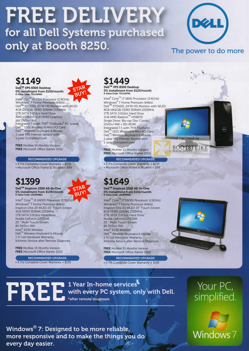 COMEX 2011 price list image brochure of Dell Desktop PC XPS 8300 Inspiron 2320 AIO All-In-One