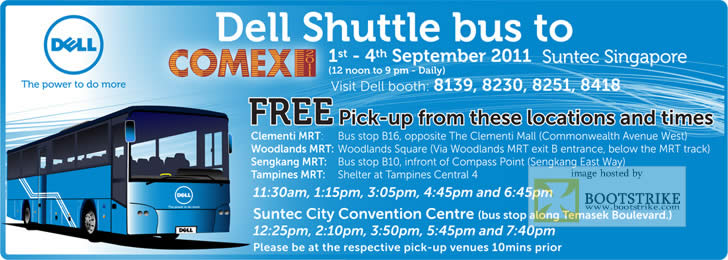 COMEX 2011 price list image brochure of Dell Free Shuttle Bus Service To Suntec