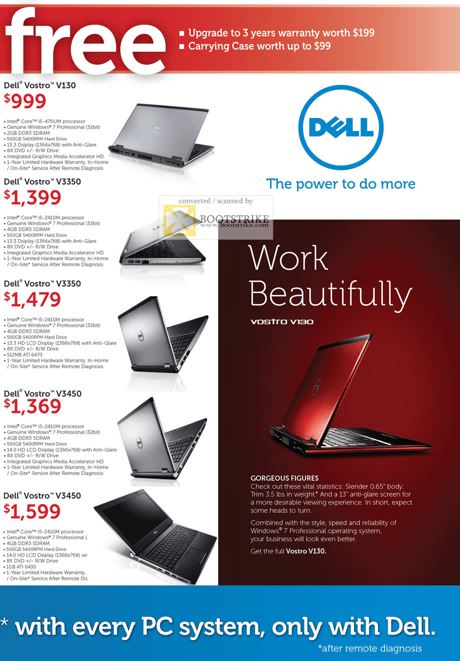COMEX 2011 price list image brochure of Dell Notebooks Vostro V130 V3350 V3450