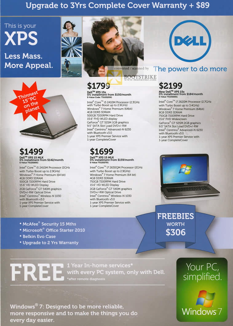 COMEX 2011 price list image brochure of Dell Notebooks XPS 15MLK XPS 15Z
